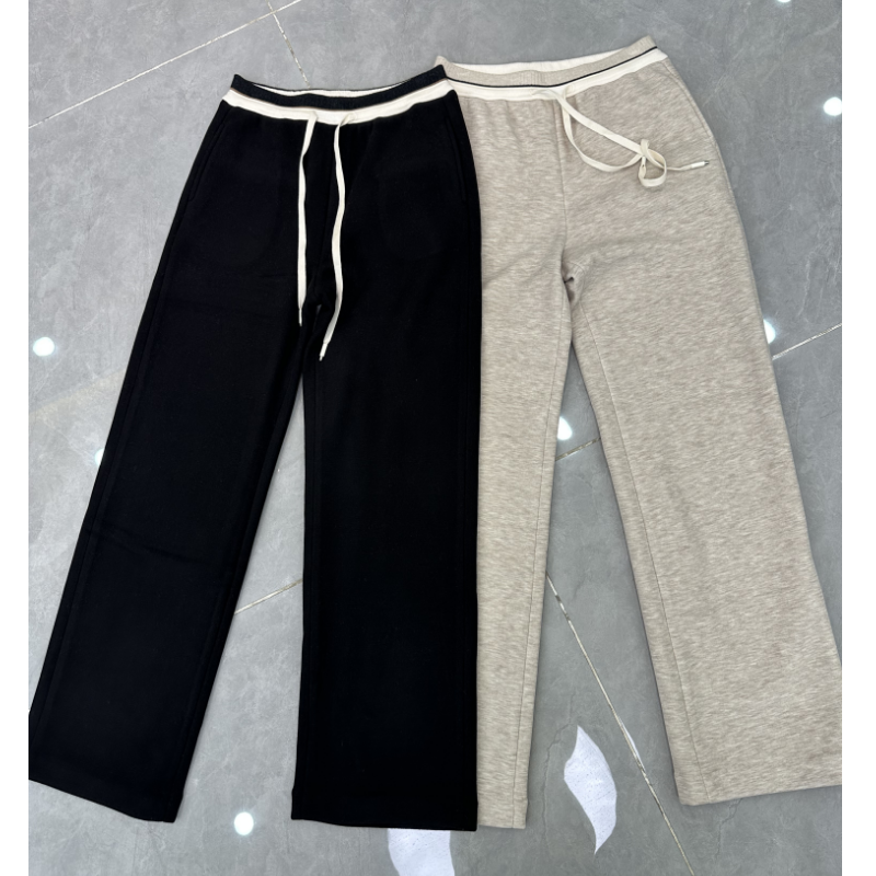 【雪尼尔裤】撞色腰头抽绳直筒裤5R0110（最小码裤长103cm左右）