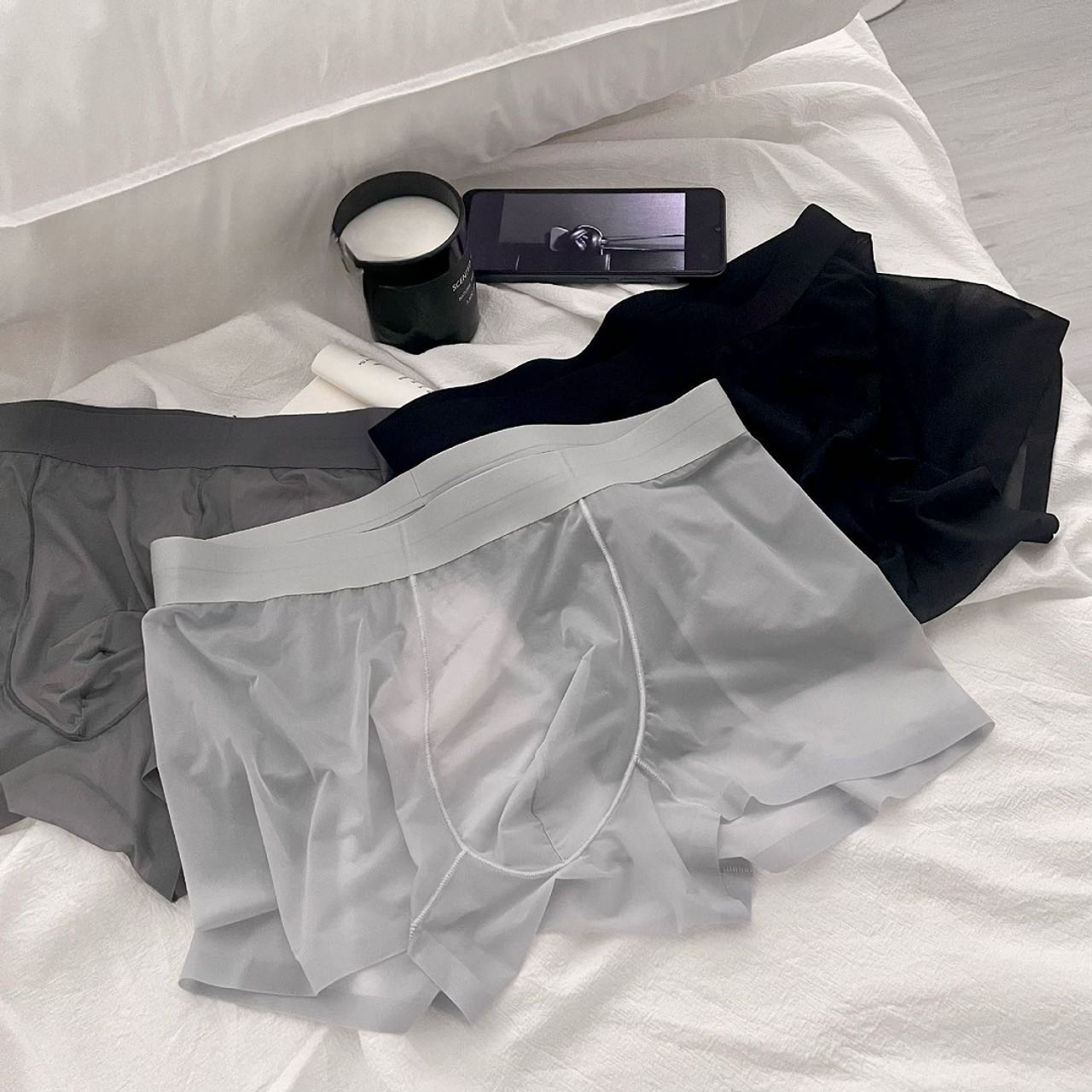 男士冰丝短裤网纱速干夏季超薄款透气无痕四角裤七夕礼物送男友