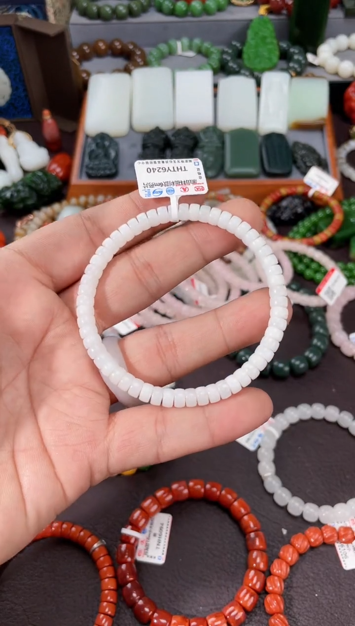 【闪购商品】和田玉6*3药片手串未镶嵌 多样性发一件THTY6240