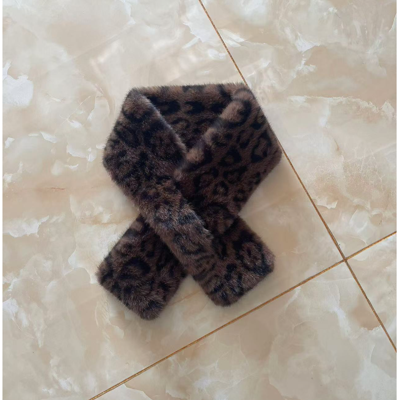 豹纹围脖2025秋冬复古加厚秋冬防寒保暖