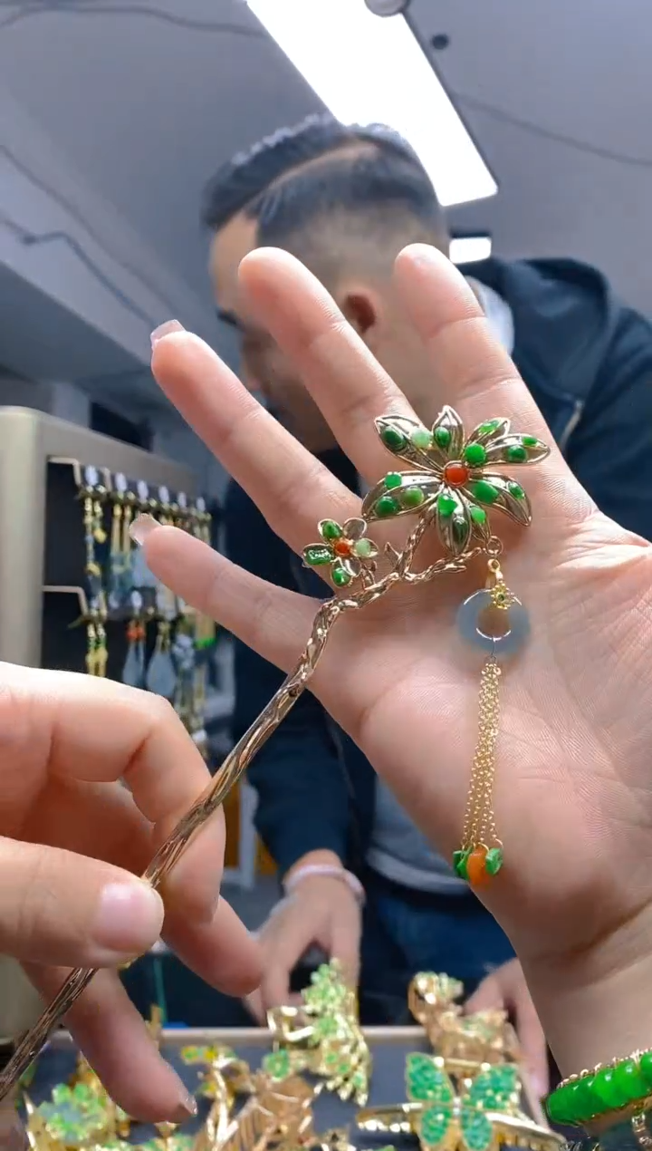 【闪购商品】翡翠耳饰合金0332翡翠发簪