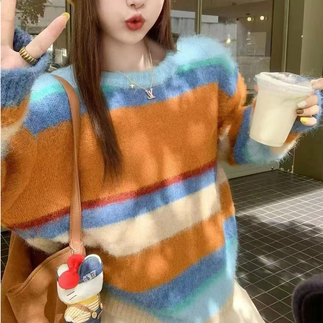 (K801~K850)秋冬女装宽松型毛针织衫花朵植物花卉绣花针织