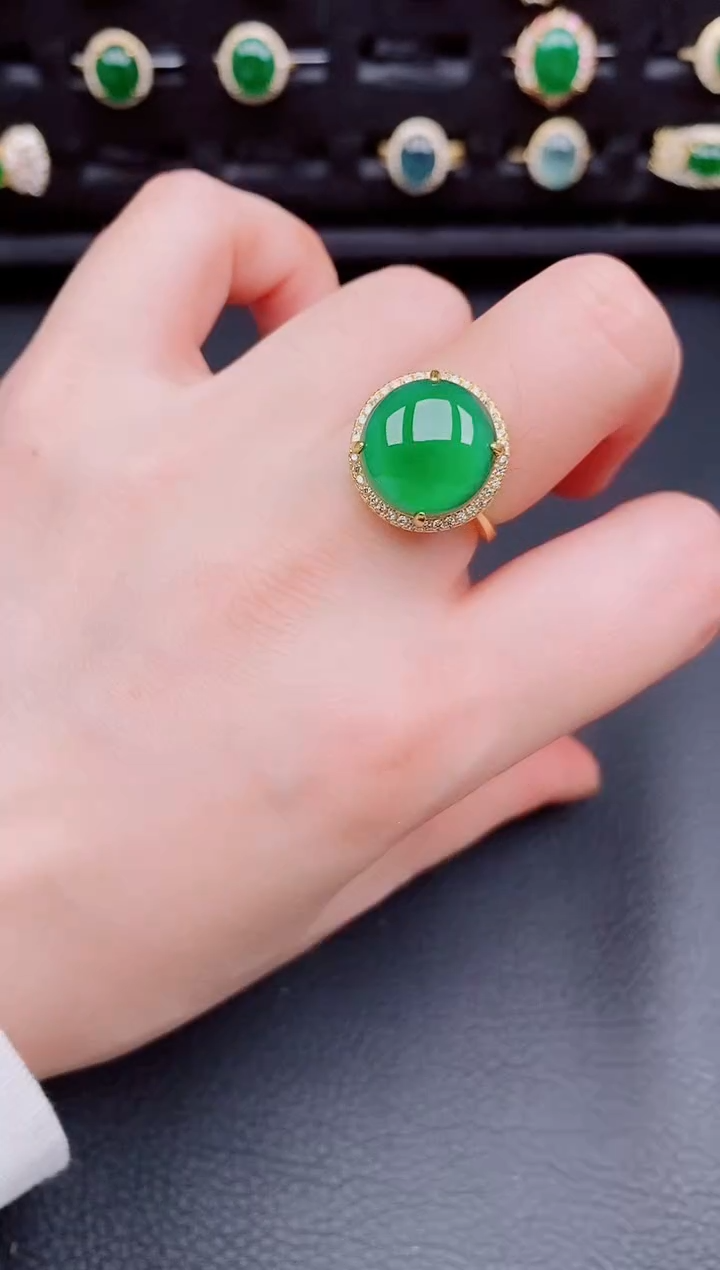 【闪购商品】翡翠戒指银S925镶嵌天然a货翡翠96