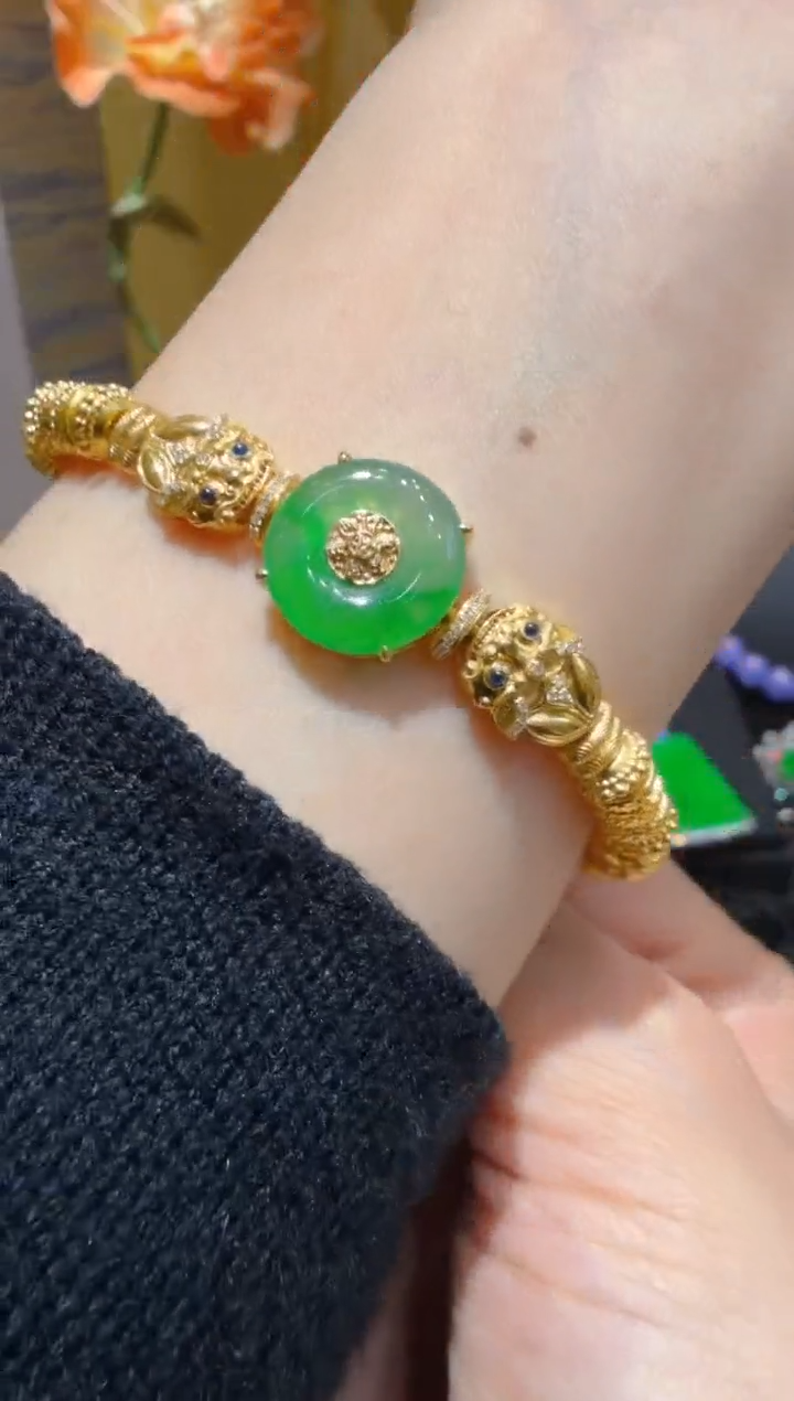 足金镶嵌手链翡翠多样性团购发一件