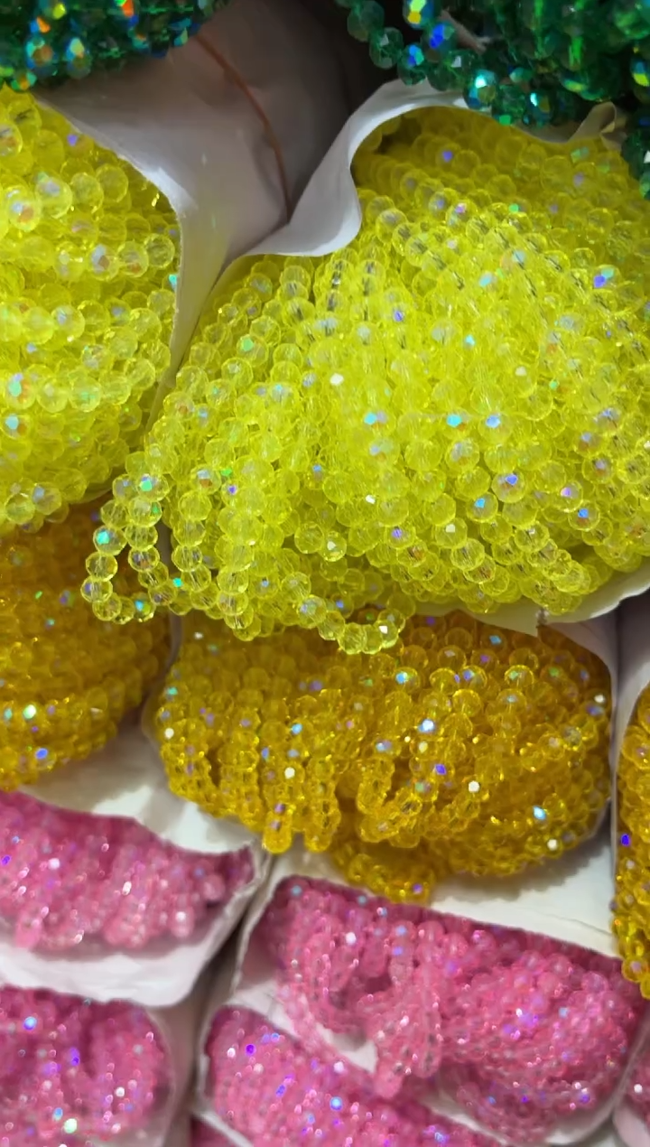 玻璃2928卡4水晶扁10条微光彩柠檬黄