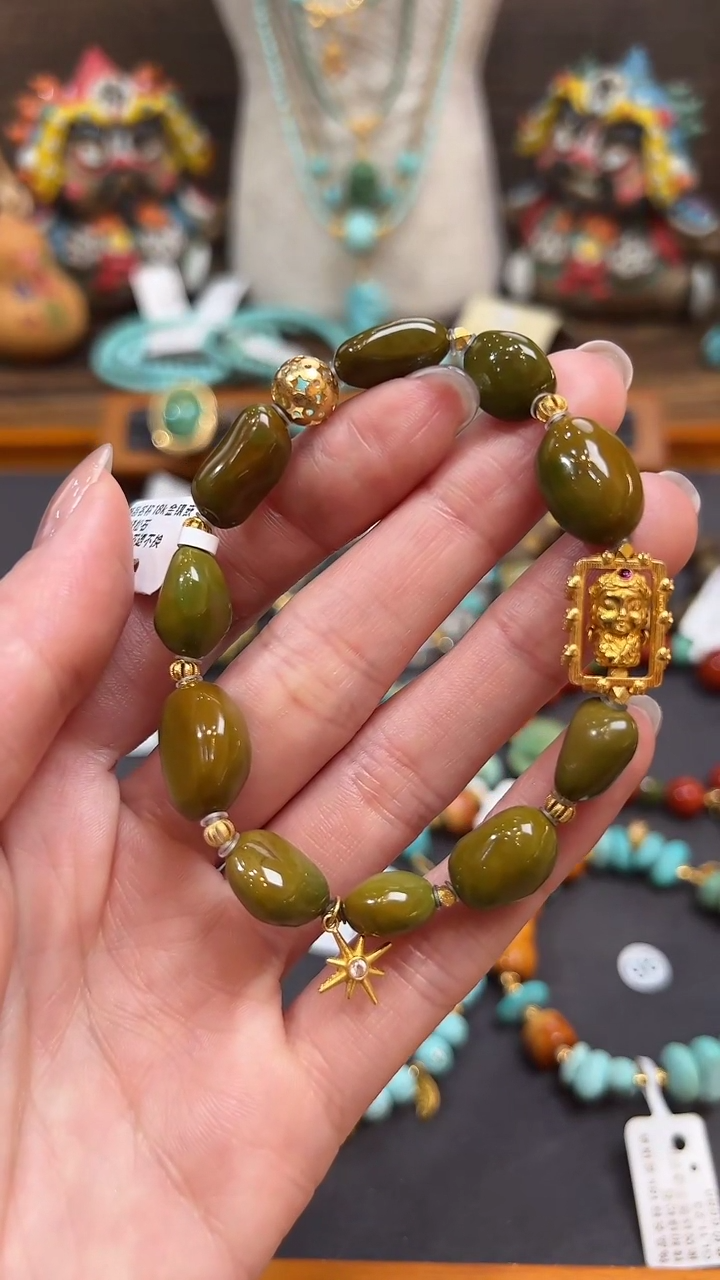 【闪购商品】18K金镶嵌绿松石手链绿松石手链