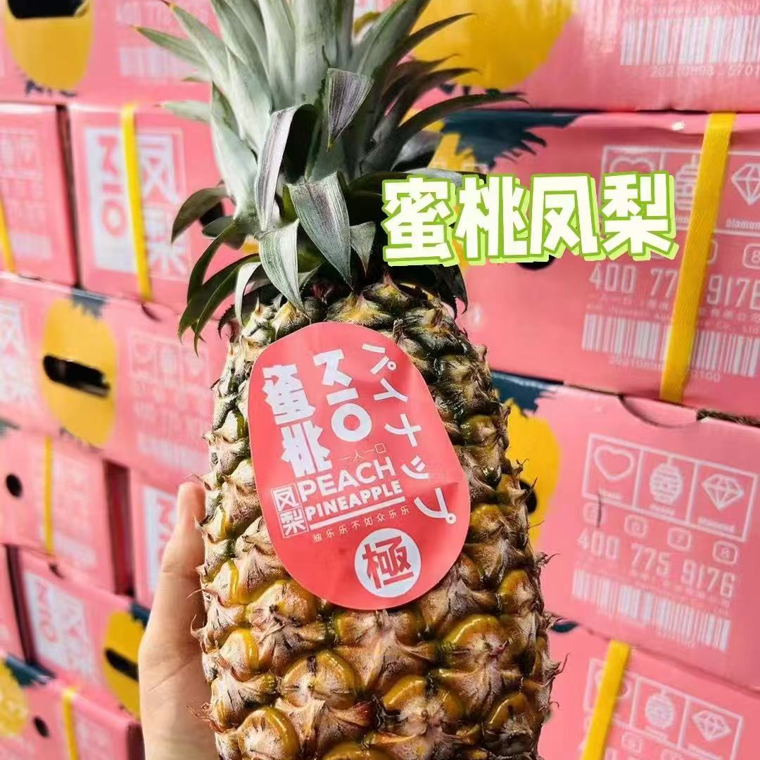 新到水密桃凤梨3个5.5-6斤毛重