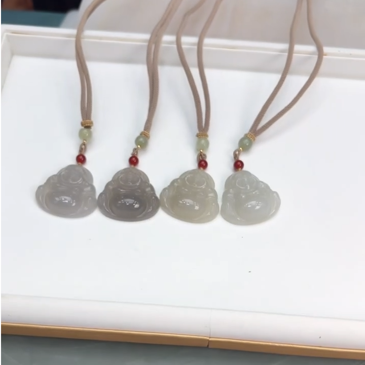 【倔老头工厂】和田玉烟紫佛公吊坠精美雕刻款（配绳）多样性发一