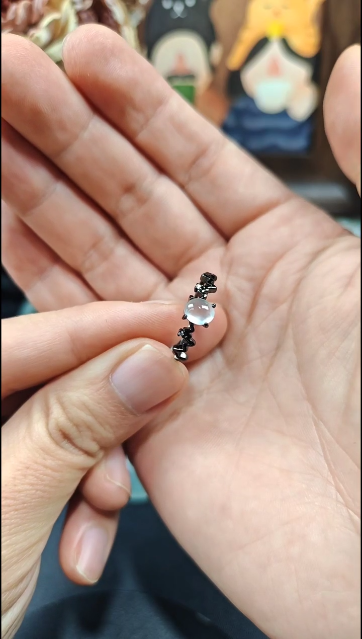 银S925镶嵌戒指翡翠翡翠戒指S925银镶嵌