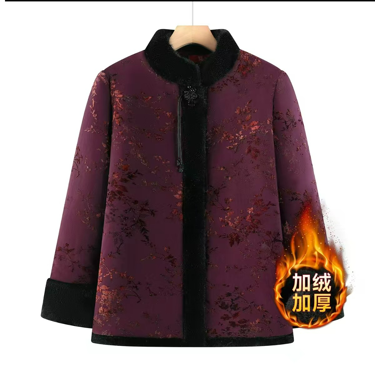 12093-新中式国风棉服加绒加厚外穿中老年人棉袄外套女冬季（洋哥）