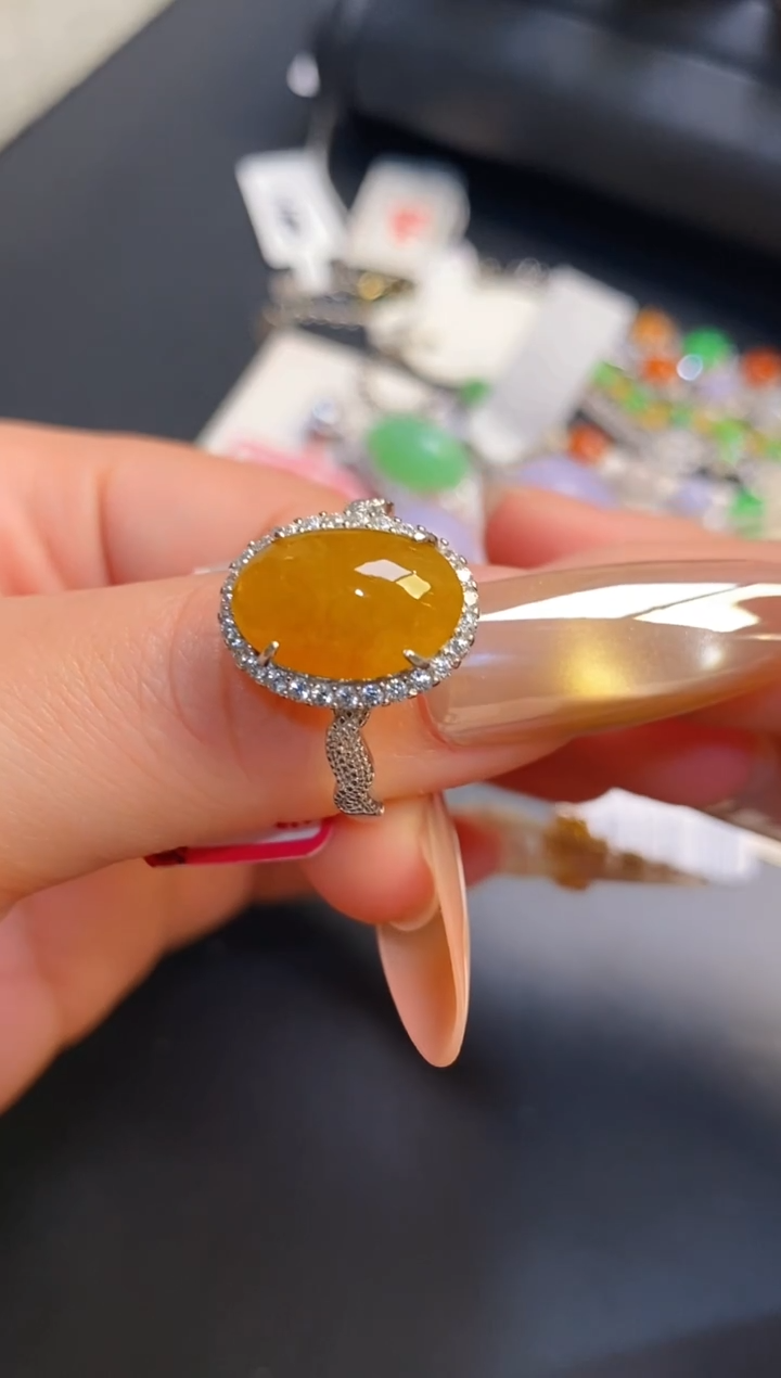 银S925镶嵌戒指翡翠天然