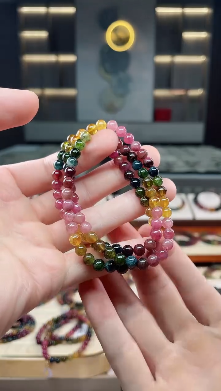 未镶嵌老矿碧玺三圈手串5mm+碧玺多样性发一条xion