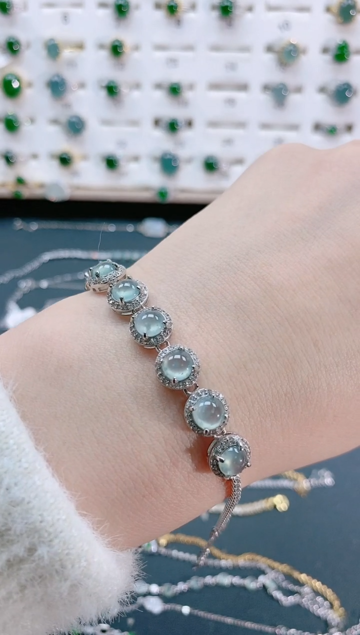 【闪购商品】翡翠手链银S925镶嵌天然翡翠