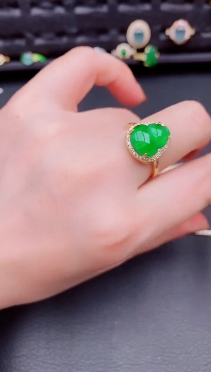 【闪购商品】翡翠戒指银S925镶嵌天然a货翡翠455