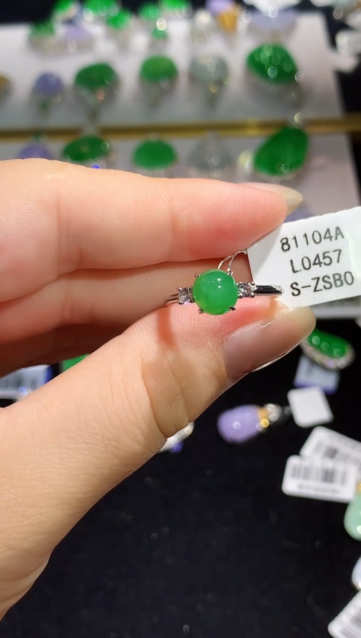 翡翠戒指18K金镶嵌L0457多样性发其一