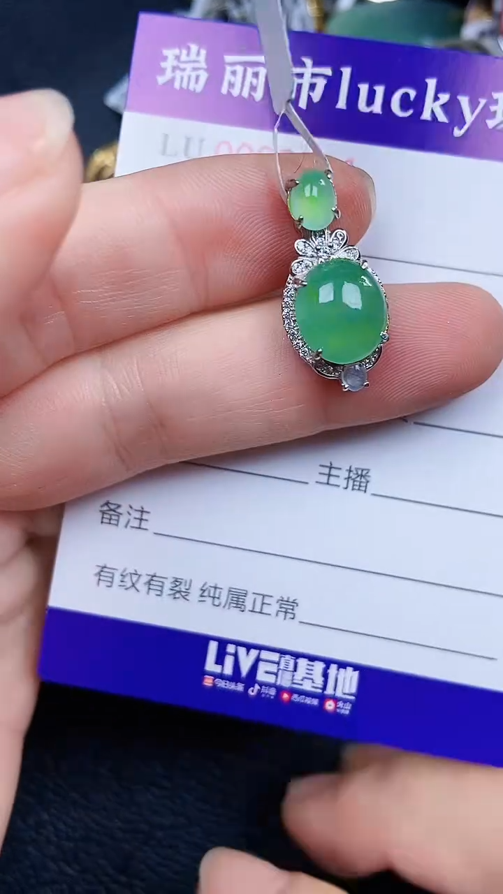 颈饰银S925镶嵌翡翠0891