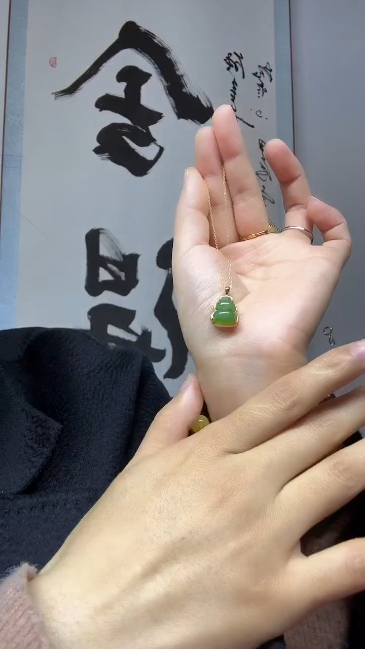 吊坠(不含链)银S925镶嵌和田玉葫芦