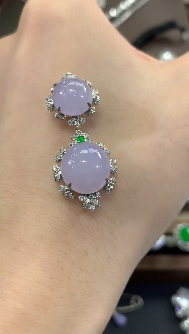 吊坠(不含链)18K金镶嵌翡翠夏日珠宝B90紫货有色差