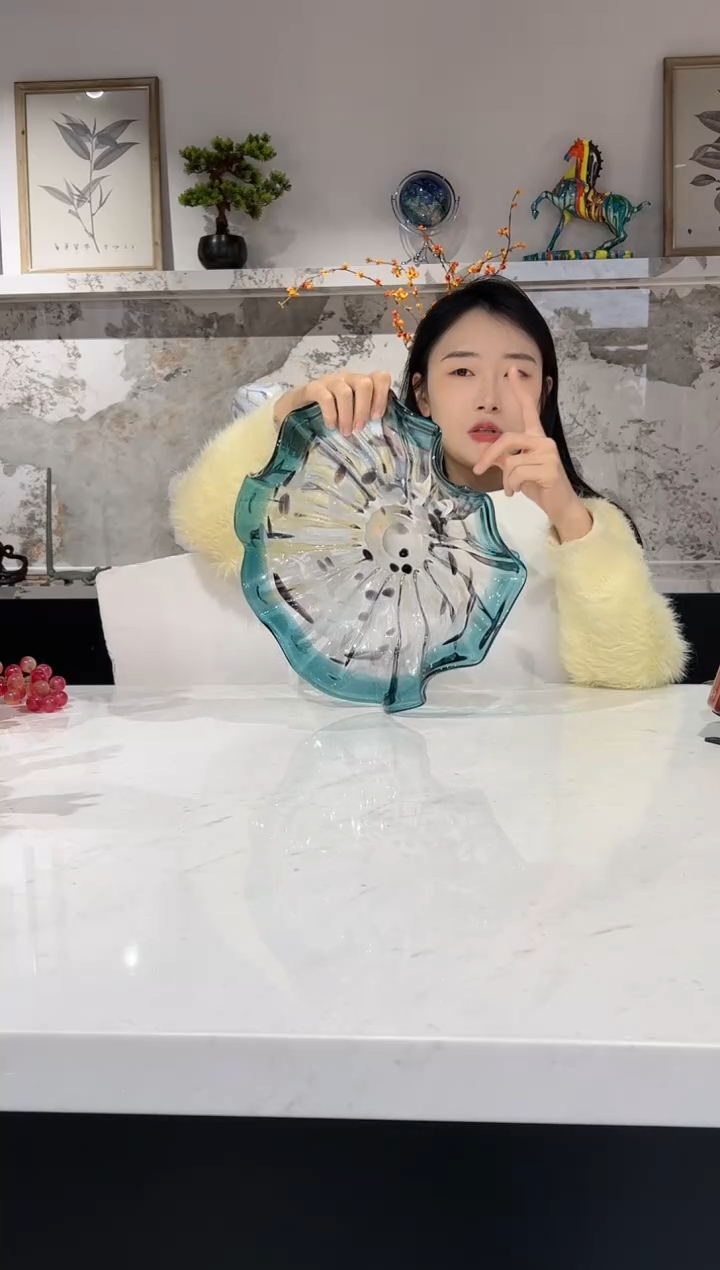 【闪购商品】琉璃蓝色荷叶小果盘