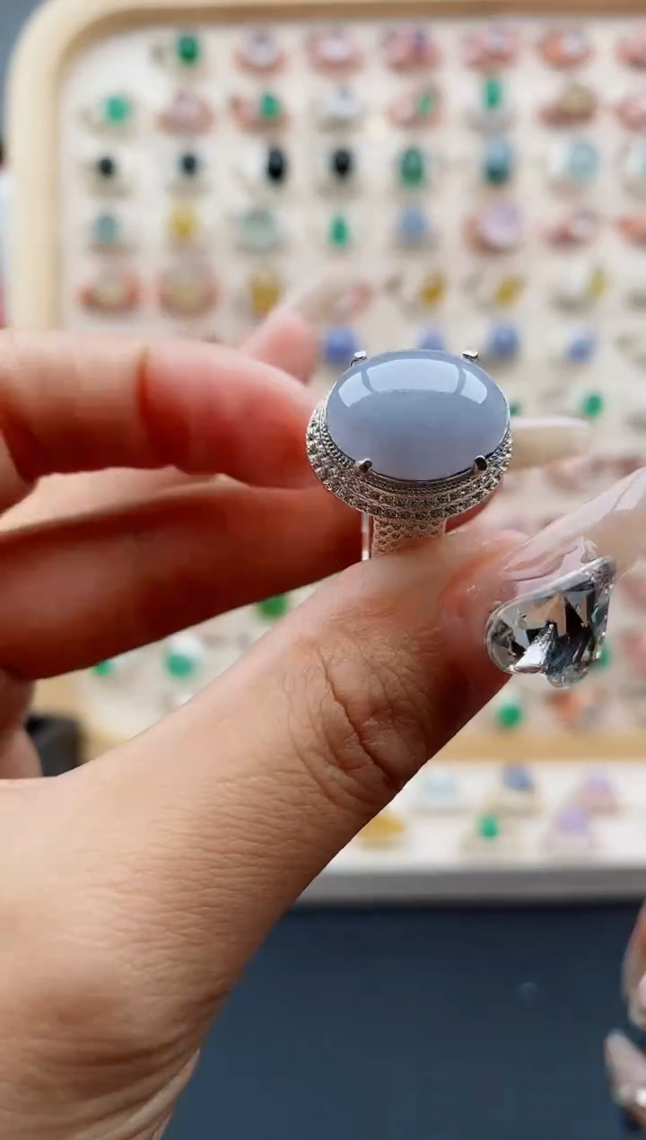 【闪购商品】翡翠戒指未镶嵌缅甸天然A货翡翠444  3+5