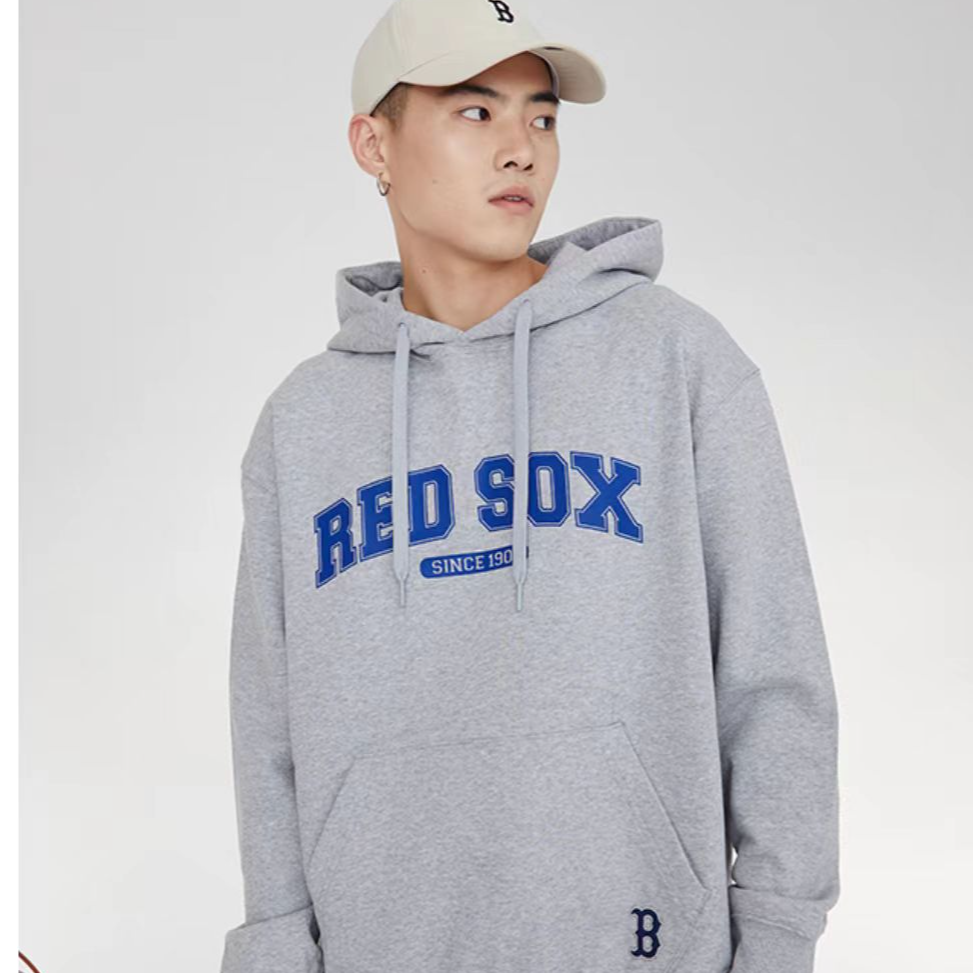 MLB 学院风系列  23FW 字母Logo图案学院风连帽长袖卫衣 男女同款