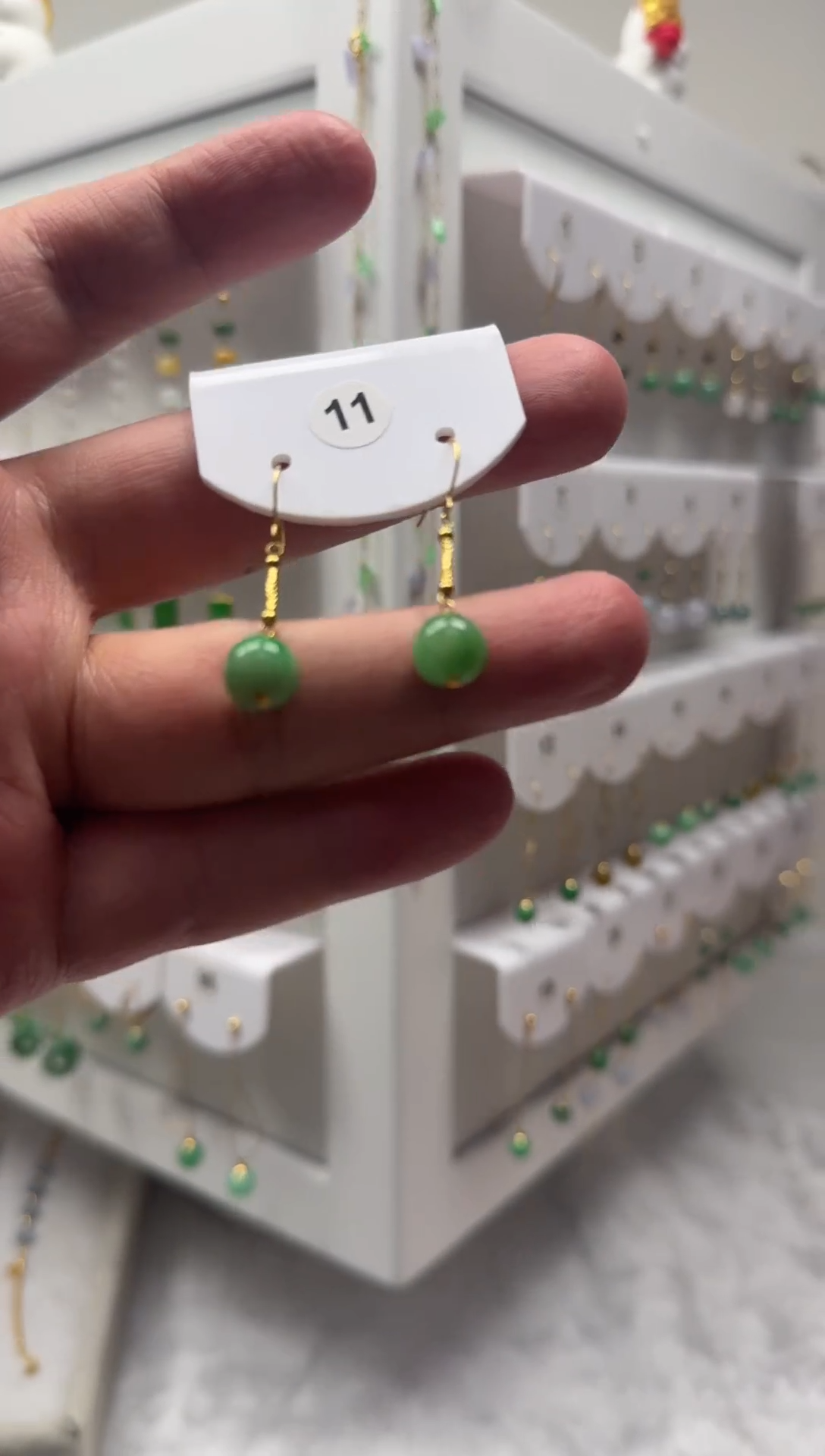 18K金镶嵌翡翠耳饰缅甸天然翡翠a货