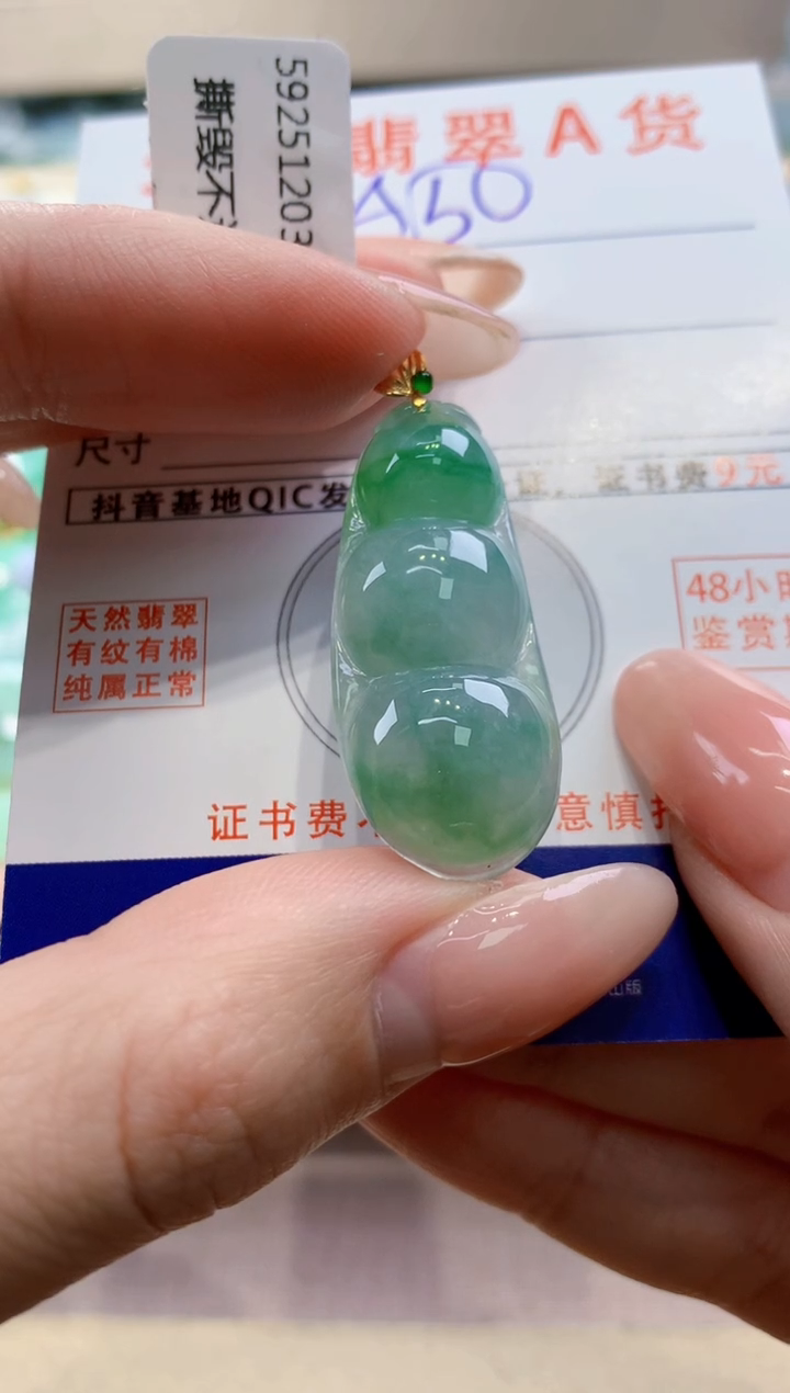 颈饰18K金镶嵌翡翠简**～天然翡翠挂件 