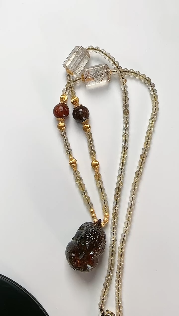 水晶珠宝半成品未镶嵌E1903X 黑金超老矿貔貅 项链 多样随机发一
