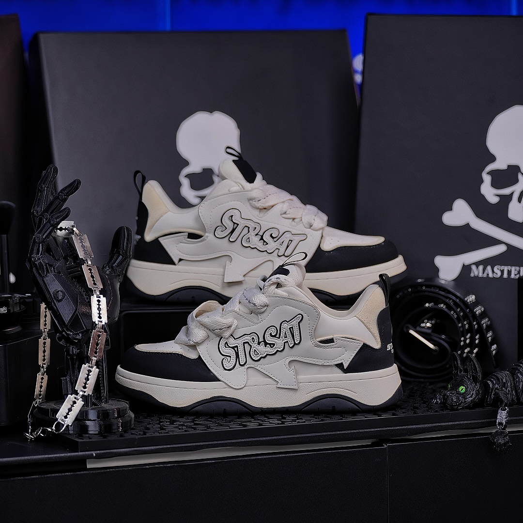 面包鞋 厚底板鞋2025年春季新款男女鞋拼色小个子增高百搭休闲鞋