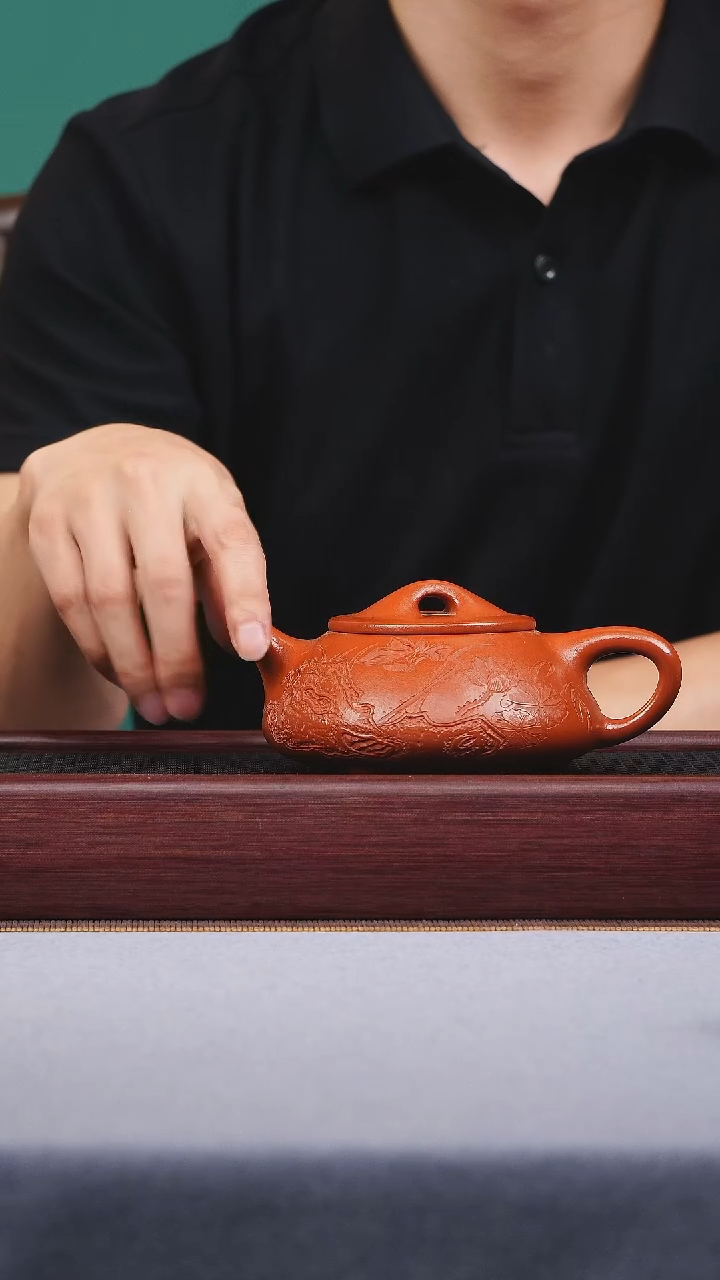 紫砂茶宠宜兴原矿紫砂作品  石瓢