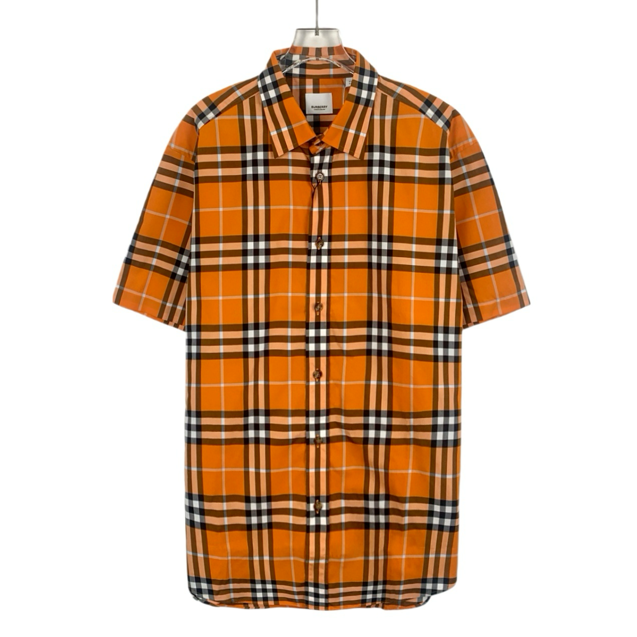 全新未使用 BURBERRY/博柏利 CM0181 橘色短袖衬衫 XL码 带吊牌