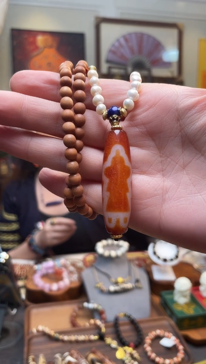 【闪购商品】白玉菩提吊坠0203-19红肉扎基项链