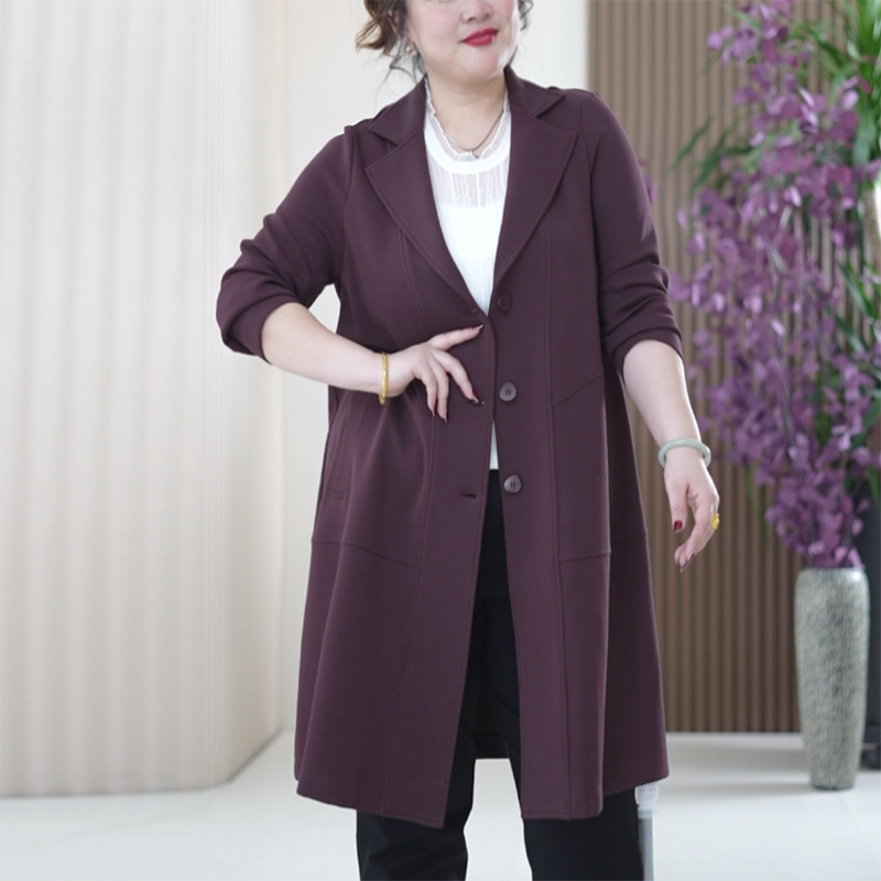 布丁巴尔棉中长款西装外套茧型归拔工艺大码显瘦春季新款西服女潮