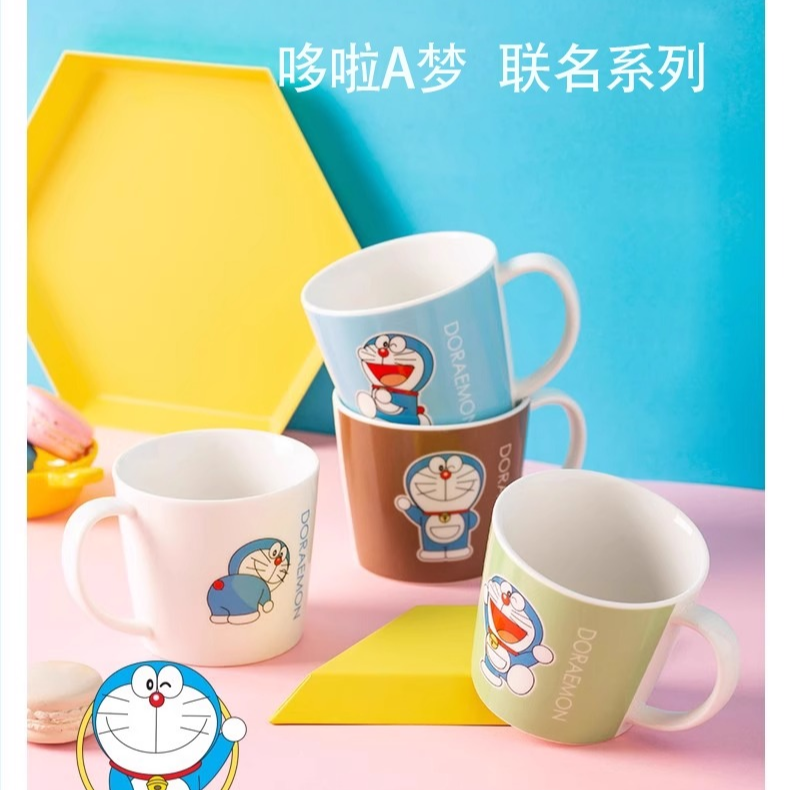 哆啦A梦杯子喝水杯马克杯办公室茶杯早餐杯燕麦杯家用陶瓷杯子
