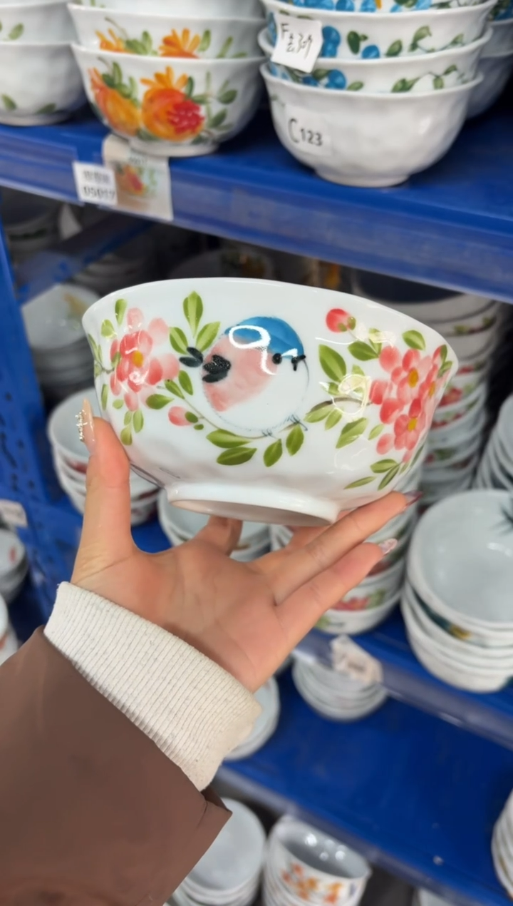 瓷片景德镇高温陶瓷食品级手绘釉中彩-捏捏碗