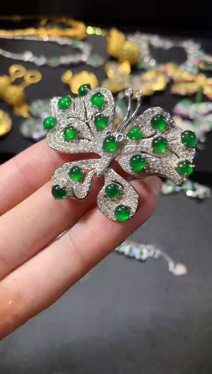 【闪购商品】翡翠挂件银S925镶嵌135胸针