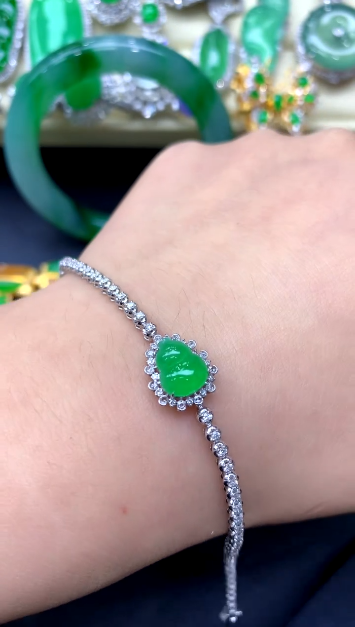 18K金镶嵌手链翡翠388-中国好珍宝