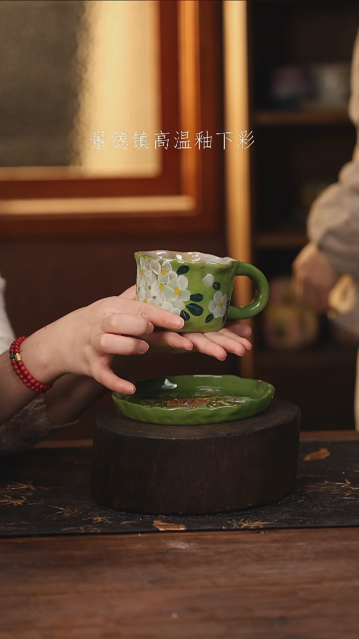 陶瓷景德镇高温釉下手绘陶瓷@L004@