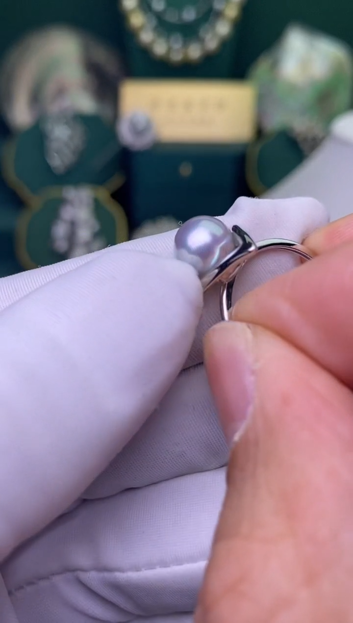 【闪购商品】海水珍珠戒指银S925镶嵌8-9