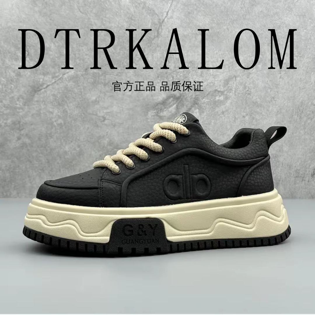 DTRKALOM/狄卡隆圆头时尚低帮增高系带休闲鞋厚款车缝线休闲男鞋