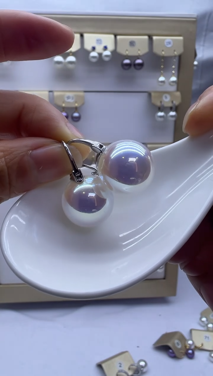 银S925镶嵌耳饰淡水珍珠100