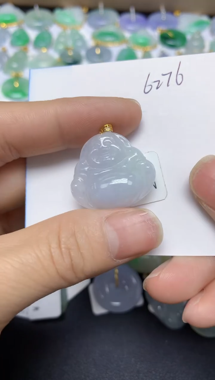 【闪购商品】翡翠挂件18K金镶嵌 天然翡翠A货