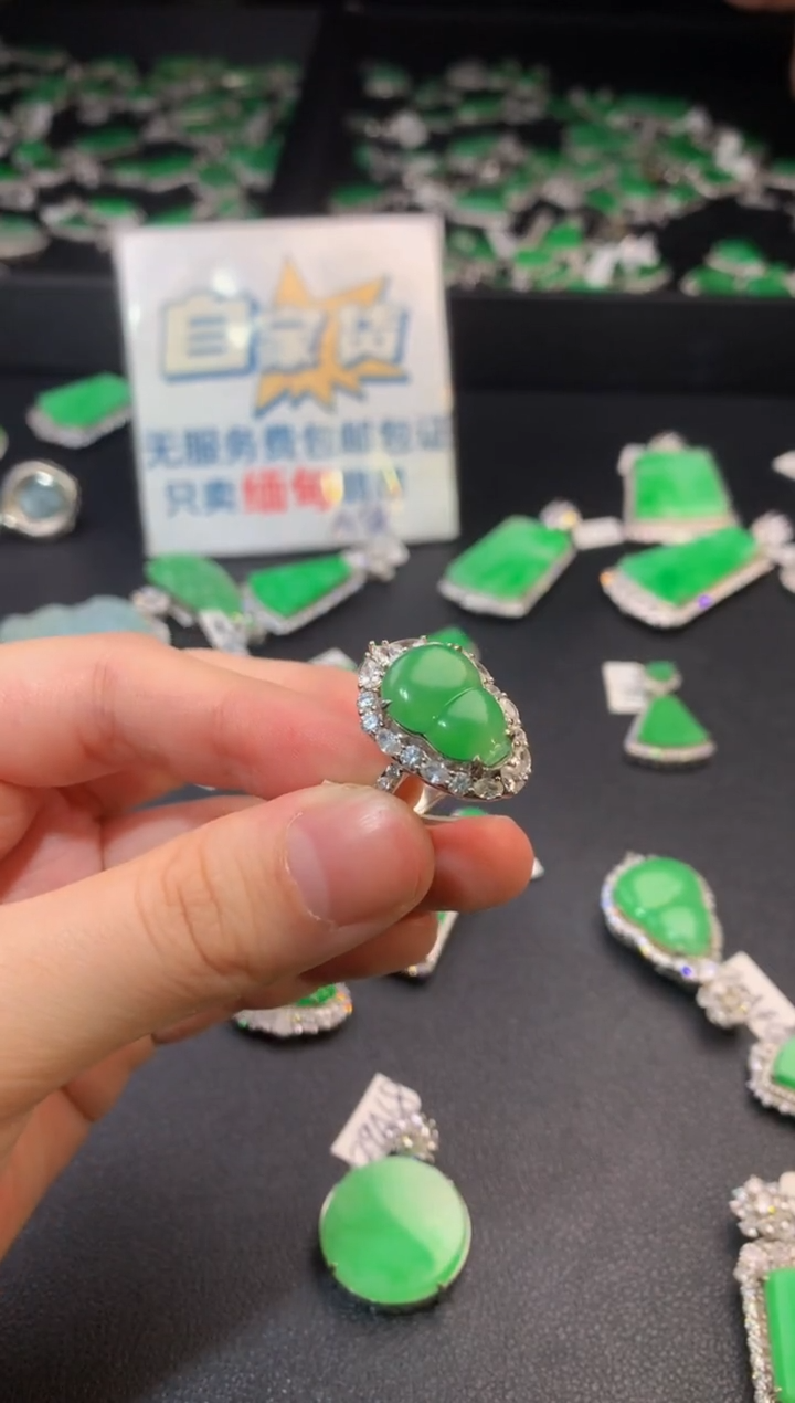 翡翠银S925镶嵌戒指翡翠