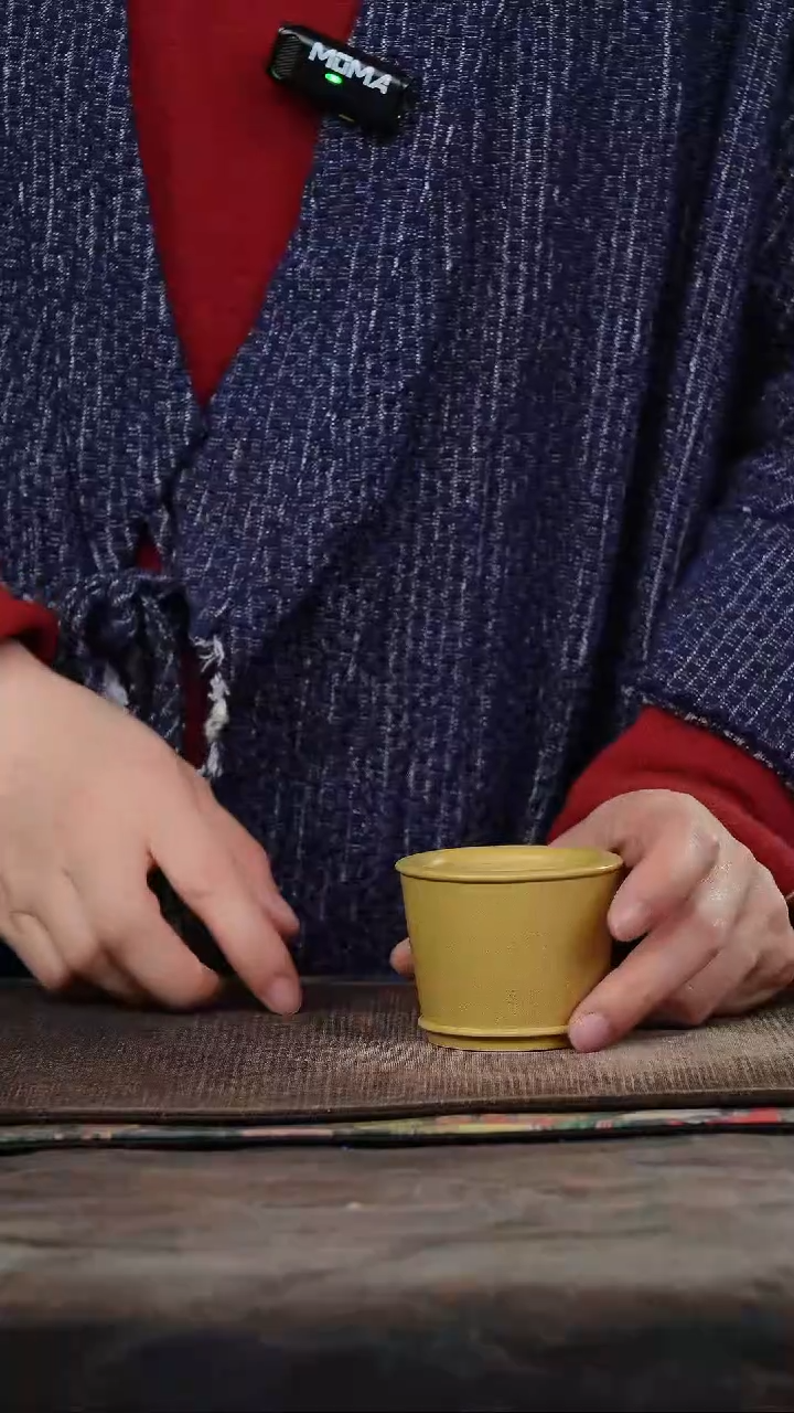 陈富才黄金段光素紫砂杯厚胎