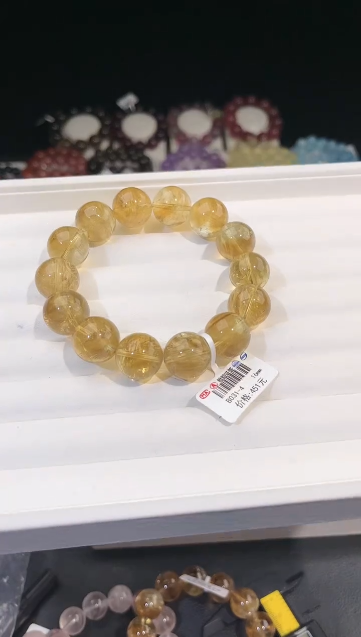 【闪购商品】水晶手链未镶嵌多样性发一黄阿赛16mm