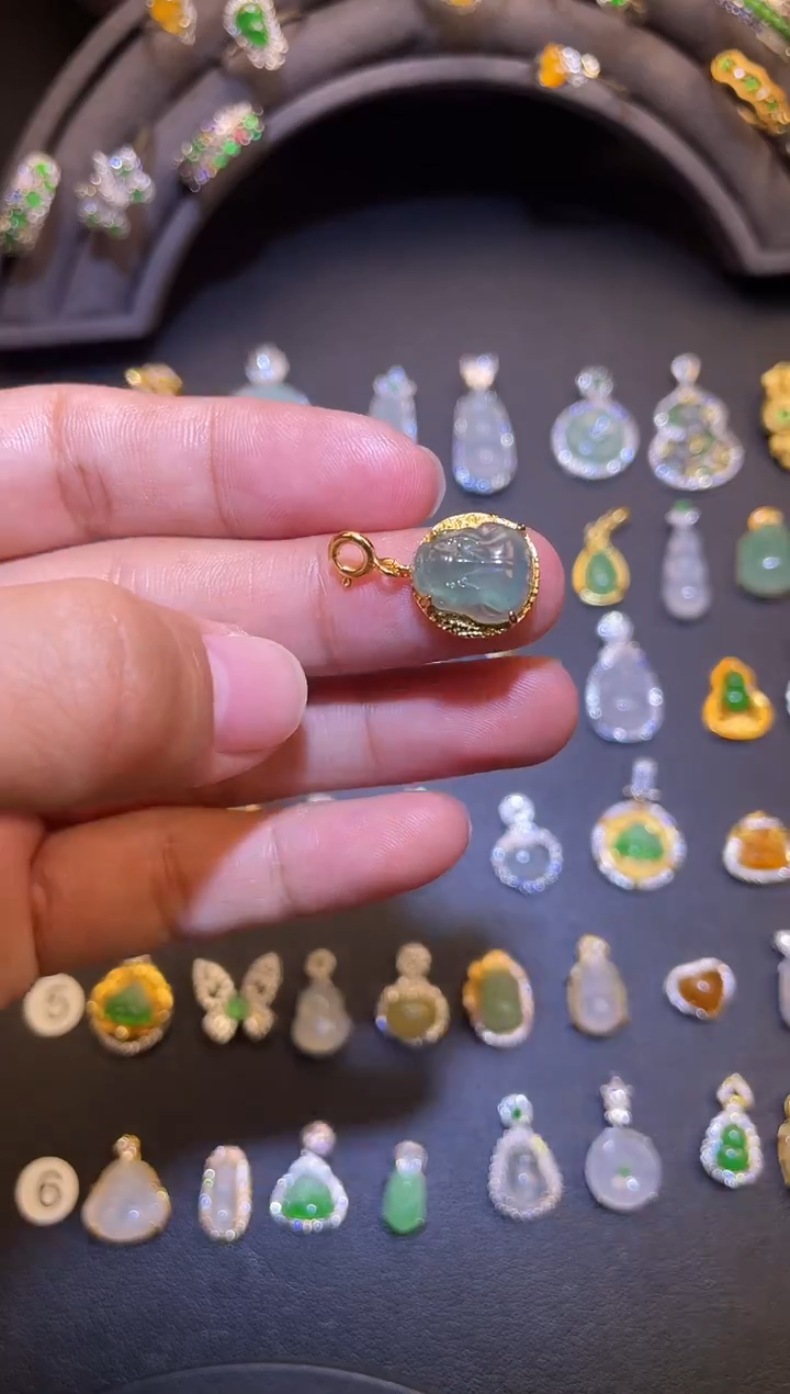 吊坠(不含链)银S925镶嵌翡翠1