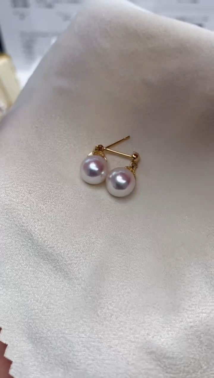 【闪购商品】海水珍珠耳饰银S925镶嵌8-8.5mm耳饰