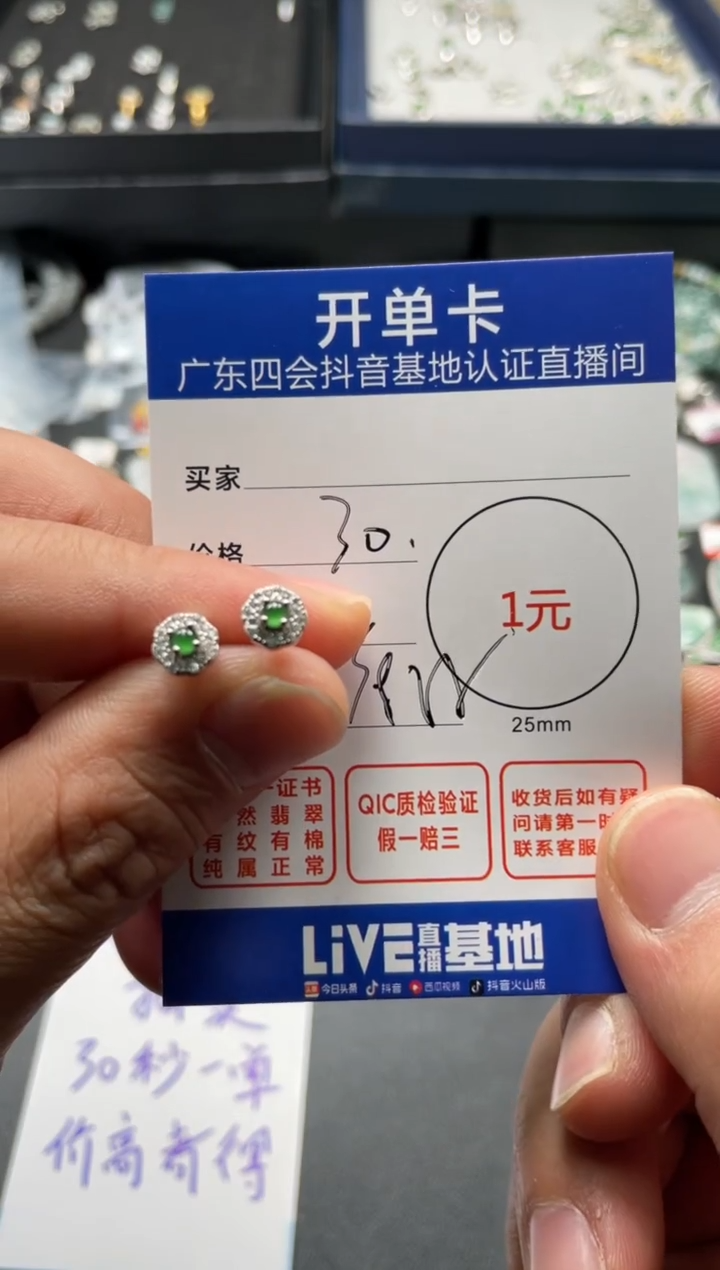 【闪购商品】翡翠颈饰银S925镶嵌耳钉