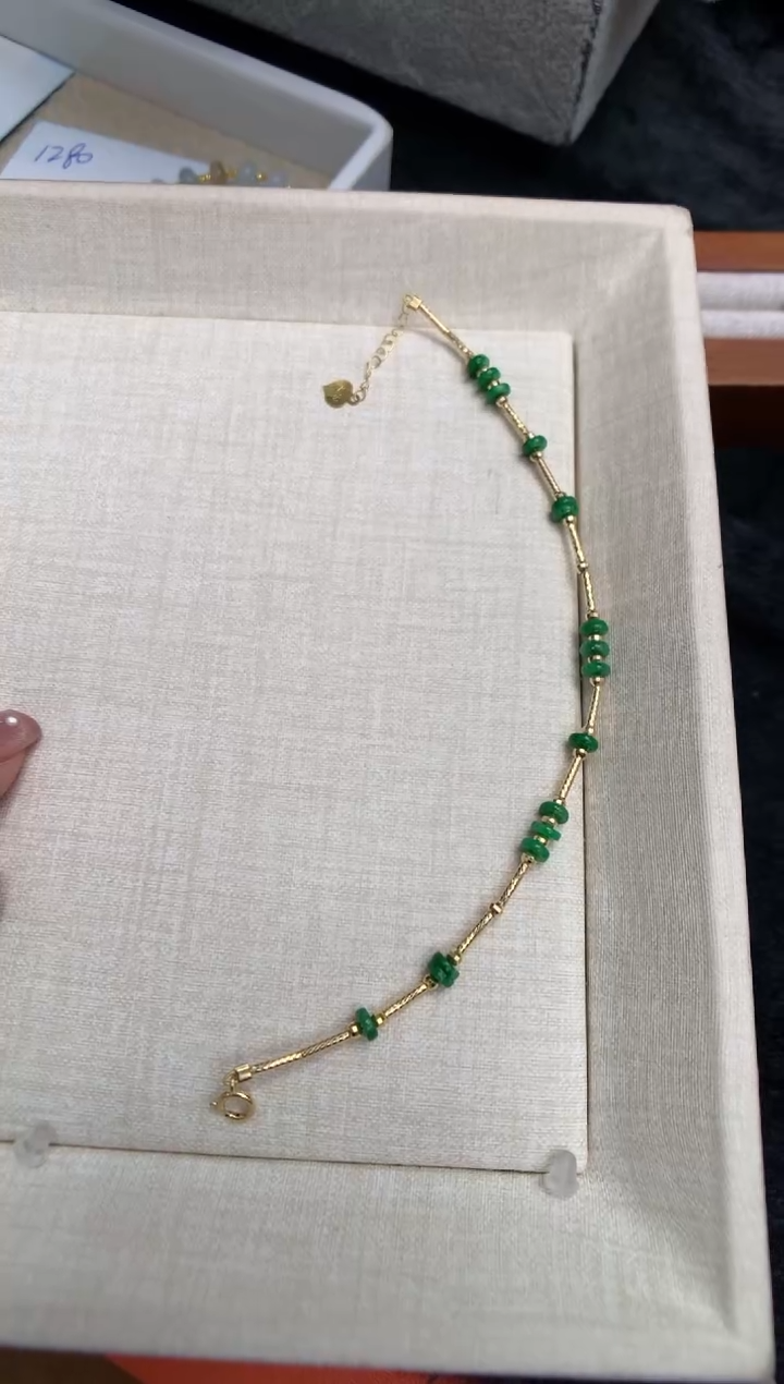 【闪购商品】翡翠颈饰18K金镶嵌手链