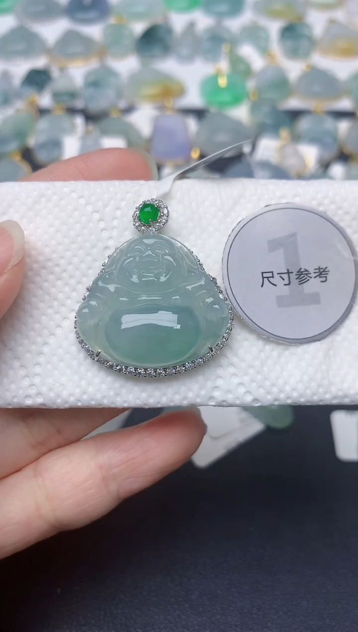 翡翠银S925镶嵌颈饰天然缅甸A货翡翠